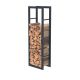 Rangement à bois en acier noir 125x40x25CM, rack pour bois de chauffage, range-bûches