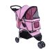 Poussette pour animaux à 3 roues, coloris rose