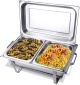 Réchaud Chauffe-plats 2x GN1/2 bain marie avec couvercle, 60x37x29cm
