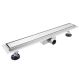 Caniveau de douche 90cm en inox, sterfput de douche, réversible, hauteur ajustable 98-142mm