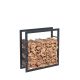 Rangement à bois en acier noir 80x80x25CM, rack pour bois de chauffage, range-bûches