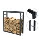 Rangement à bois en acier noir 80x100x25CM, rack pour bois de chauffage, range-bûches