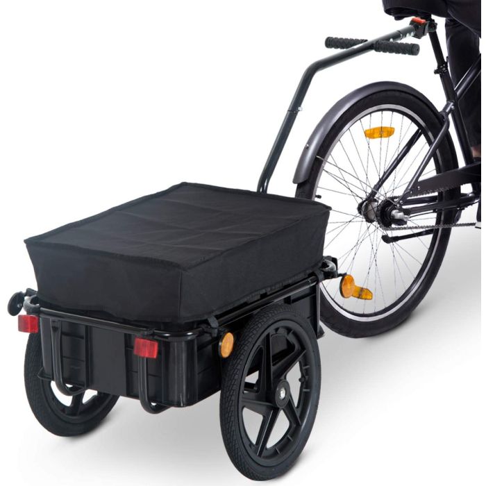 Remorque vélo avec bâche, remorque de transport cargo pour vélo , max 40kg, 144x59x80cm