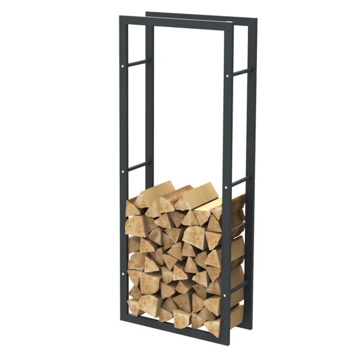 Rangement à bois en acier noir 150x60x25CM, rack pour bois de chauffage, range-bûches