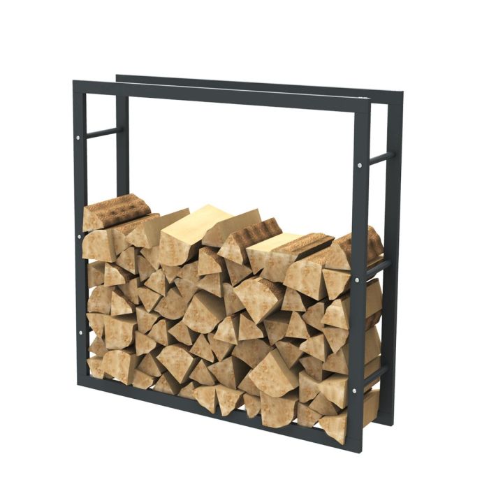 Rangement à bois en acier noir 100*100*25CM, rack pour bois de chauffage, range-bûches