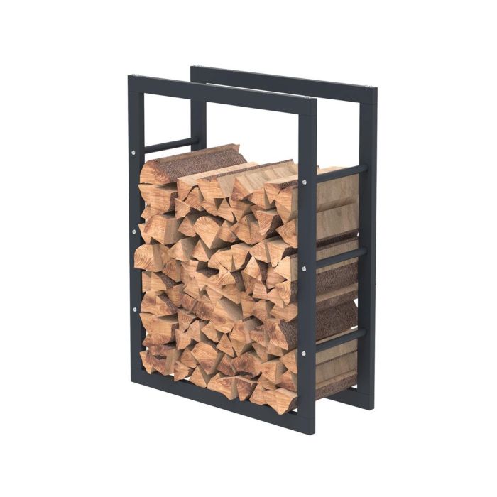 Rangement à bois en acier noir 80x60x25CM, rack pour bois de chauffage, range-bûches