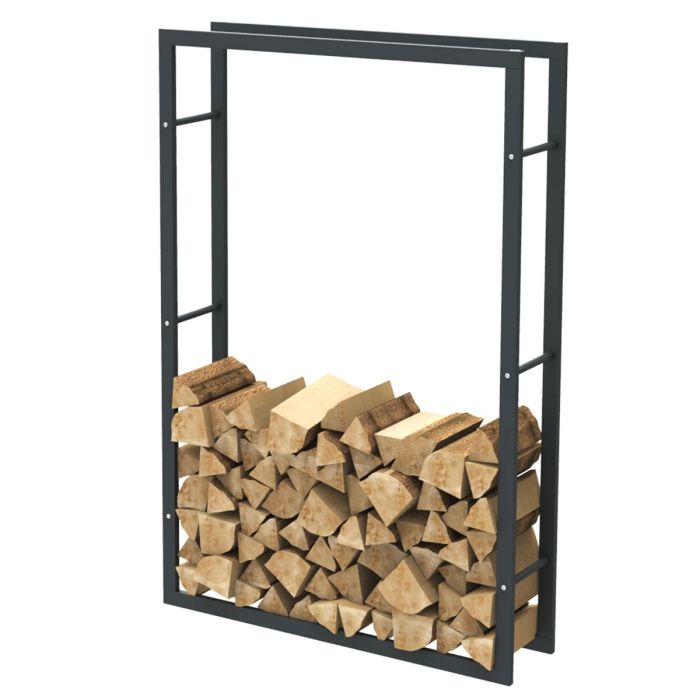 Rangement à bois en acier noir 150x100x25CM, rack pour bois de chauffage, range-bûches