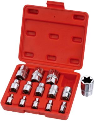 Coffret de 34 embouts Torx 1/4'' 3/8'' 5/16'' T10-T60 E4-E20