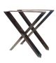 Jeu de 2 Pieds de table en acier brut vernis format X, Pieds de table métal 60x72cm, Design Industriel